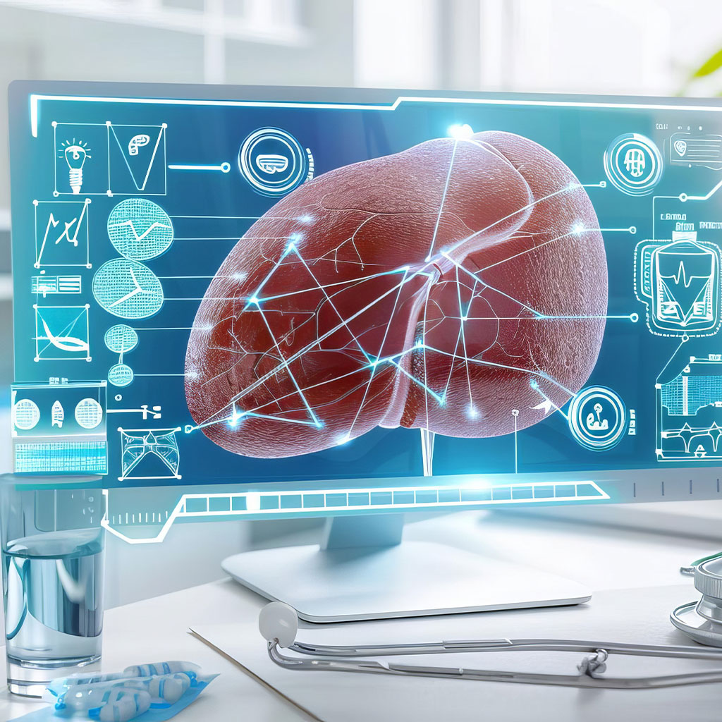 Illustration of a liver on a computer screen